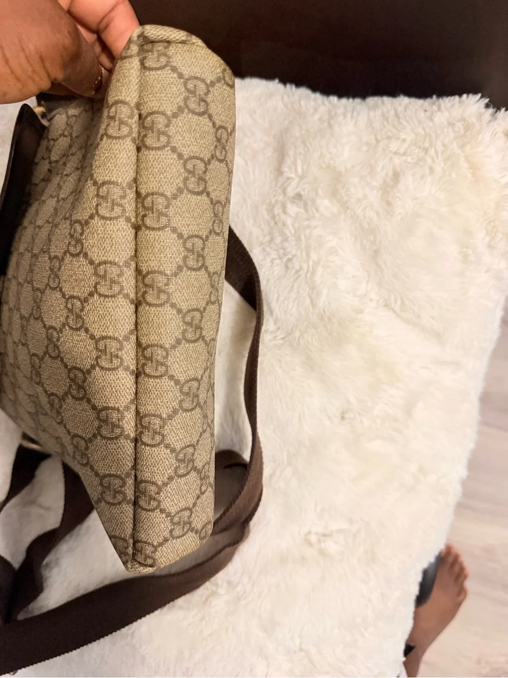 Gucci Beige and Brown Monogram Crossbody Bag
